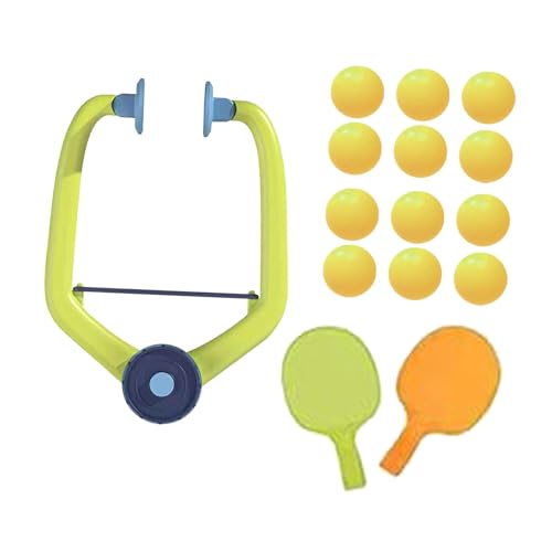 QSTDGVPW Juego de Entrenador de Tenis de Mesa Portátil con Raquetas Y Pelotas para Jugar, Raquetas Verde Naranja