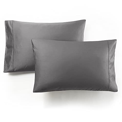 Hyde Lane 1000 Thread Count Cotton Pillowcases 2 Pack, Grey Pillow Cases Queen Size 20x30 inches, Soft and Durable Luxury, Wrinkle Resistant, Pilling Proof