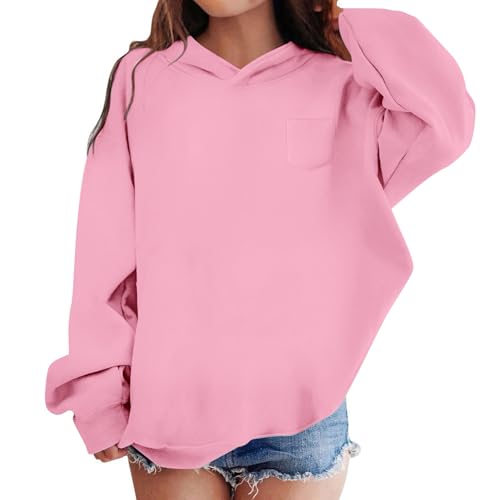 Youth Solid Classic Hoodies Soft Hooded Pullover Sweatshirts for Children, Cute Preppy Long Sleeve Active Pullover Tops2