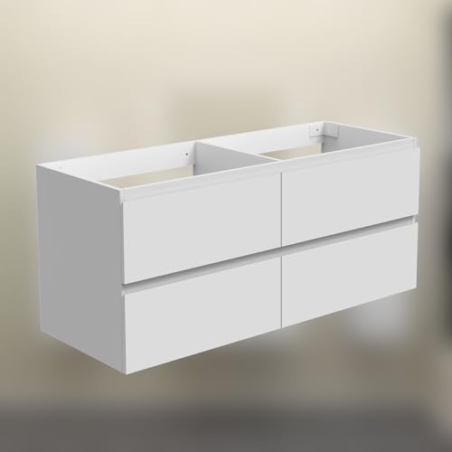 HAPAOSO Meuble sous-Vasque 120 cm, 4 Tiroirs À Fermeture Progressive, Meuble Suspendu Blanc