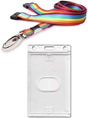 ID Card It Rainbow Lanyard Neck Strap with Safety Breakaway and Strong Clip with ID Card Pass Badge Holder for Work, Office, NHS, Pride (Metal Lanyard)