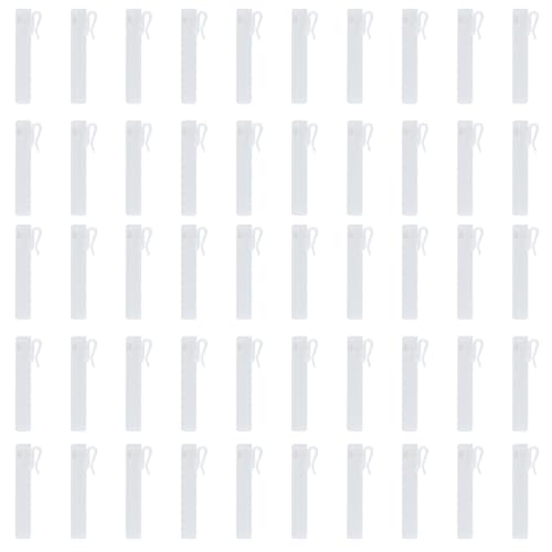 Durlo 50 ganchos ajustables de plástico blanco para cortinas, con clip y pinza para una fácil instalación, adecuados para varios estilos de tratamiento de ventanas.