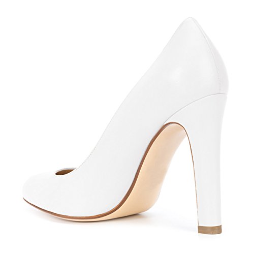 FSJ Women Elegant Round Toe Formal Pumps Slip On Office Dress Shoe Chunky Heel Size 4-15 US3