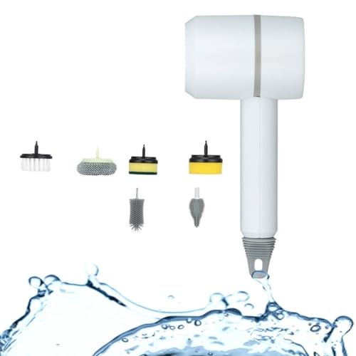 Cepillo de Limpieza eléctrico Cepillo for lavavajillas automático, Cepillo de Limpieza eléctrico, Cepillo de Limpieza eléctrico Multifuncional Giratorio de 360°, for Cocina y baño (Color : White)