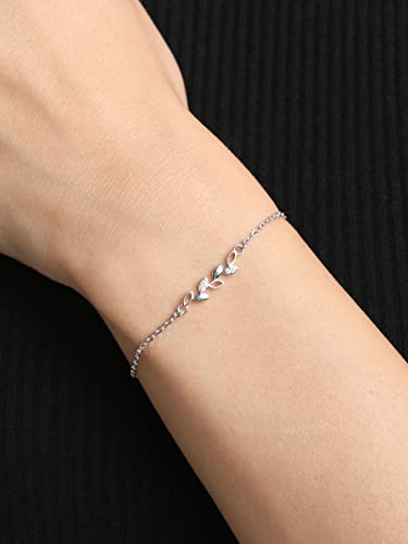 Clara 925 Sterling Silver Leaf Bracelet, Adjustable, Rhodium Plated, Swiss Zirconia Gift for Women and Girls - Image 4