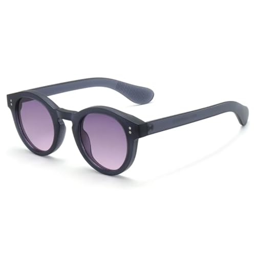 Lunettes de soleil rondes monture sable avec rivets décoratifs et verres style punk rétro