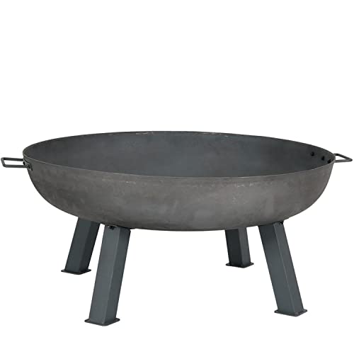 Sunnydaze Rustic Steel-Colored Cast Iron Fire Pit Bowl With Handles - Outdoor Wood-Burning Fire Pit Bowl For Backyard, Patio Or Porch - 34-Inch Diameter #TOP6