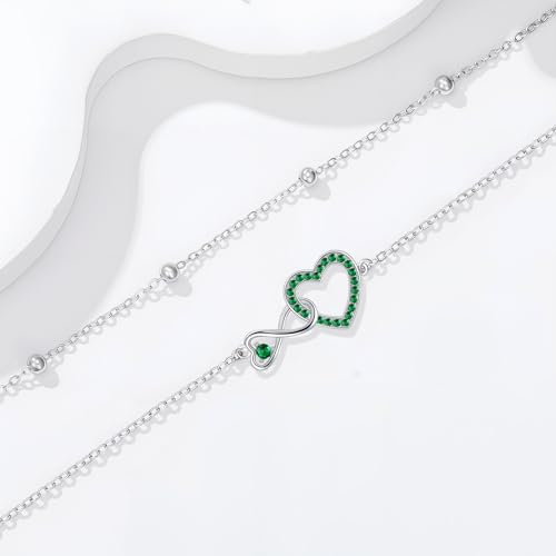 Image of Anklet for Women 925 Sterling Silver Double Infinity Ankle Bracelet Waterproof Summer Jewelry Anniversary Birthday Gifts for Her