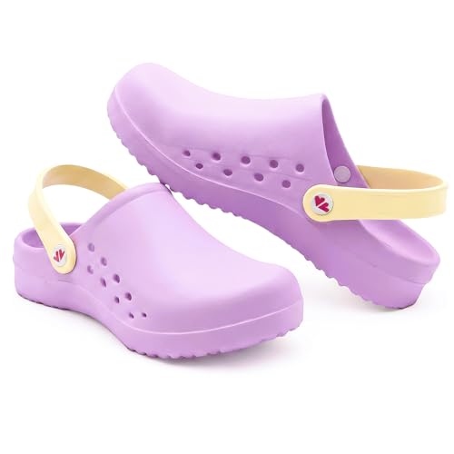 Nurse is Love Zuecos Enfermera   Zuecos Sanitarios Mujer, Zapatos de Mujer | Regalos Enfermera | Enfermera Accesorios & Vet   Purple 38