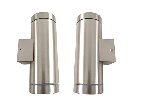Trango 2er Pack BS302 Up & Down Light IP44 in Rund aus Edelstahl gebürstet für Innen & Außen, Außenwandleuchte, Außenstrahler, Wandstrahler, Wandleuchte, geeignet für je 2x GU10 LED Leuchtmittel Trango 2er Pack BS302 Up & Down Light IP44 in Rund aus Edelstahl gebürstet für Innen & Außen, Außenwandleuchte, Außenstrahler, Wandstrahler, Wandleuchte, geeignet für je 2x GU10 LED Leuchtmittel