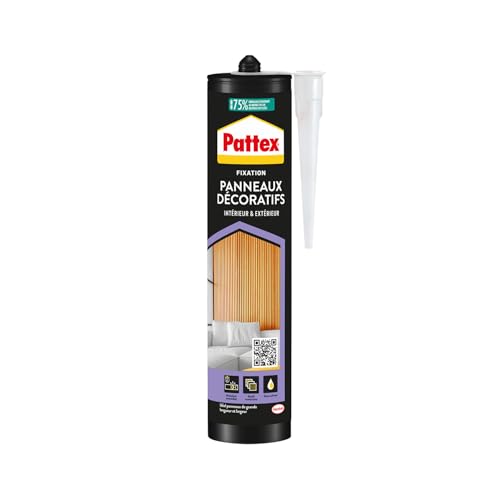 Pattex – Colle Fixation Panneaux Décoratifs Blanche (cartouche 470 g) – Colle de montage haute performance pour intérieur et extérieur –...