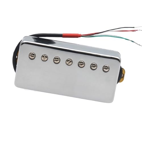 エレキギター用ピックアップ 7弦LPエレキギターデュアルコイルピックアップ銅シェルピックアップ5線デュアルコイルはシングルにカット可能(Silver,N)