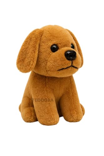 Image of Baby Dog Soft Toy for Girls Boys Kids, Brown, Animal Plush Stuffed Teddy Gift Birthday, 18 cm