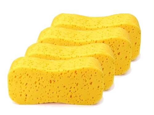 Image of CAR SAAZ Car and Bike Washing Sponge, Super Absorbent Multipurpose Yellow Sponge (Pack of 4)