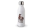 MAXIKIWI - Botella de agua de una sola pared con tapa de rosca, aluminio ligero no aislado, sin BPA, a prueba de fugas - Caballo bebé - 500 ml