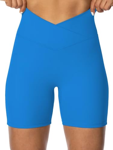 Image of Sunzel Crossover Biker Shorts for Women, No Front Seam V High Waist Yoga Workout Gym Shorts with Tummy Control | 4 Or 6-Inch Inseam, High Waisted, Tummy Control, Crossover Waist, Buttery Soft, No Front Seam, Squat Proof, Compression