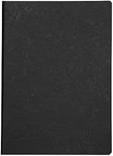 Clairefontaine - Ref 791421C - Age Bag Clothbound Notebook (192 Pages) - A4 Size, Squared Rulings, 90gsm Brushed Vellum Paper - Black Leather Effect Cover