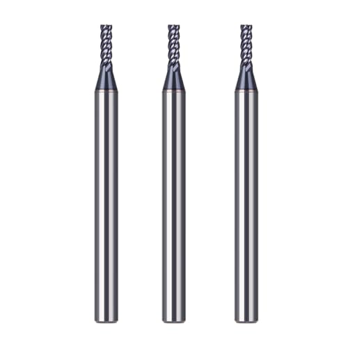 Image of HUHAO Square End Mill(3Pcs),4 Flute Cutter Tip Dia 1 /16 inch Variable Straight Milling Cutter 1 /8 inch Shank End Mill for Carbon Steel,Prehardened Steel,Stainless Steels