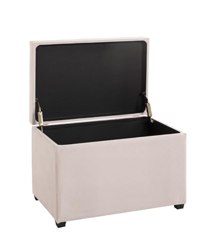 HAKU Möbel Sitztruhe Creme, MDF, Textilgewebe Cord - Maße: B 58 cm x H 42 cm x T 39 cm, Style: Modern