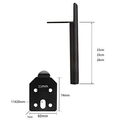 Set of 4 Replacement Furniture Feet, Metal, 6 Inches / 15 cm, Black Furniture Feet, DIY Furniture Feet, Table Legs - Image 2