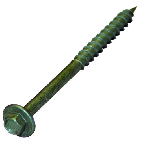 TERF® Heavy Duty Landscape Hex Washer Head Screws 7.0 X 140mm Hex Flanged Head Drive Green Finish Anti Corrosion Screws 7.0 X 140mm For Outdoor Timber Frame Construction Landscape Screw - Image 5
