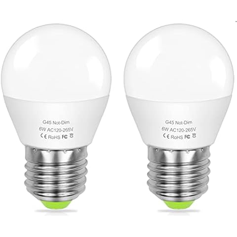 ZHENMING G45 LED Bulb Screw Daylight White 5000K 6W 60W E27 Golf Ball Edison Halogen Lamp Equivalent, 120V-265V No-Dimmable Energy Saving Light Bulbs, Pack of 2 Cover