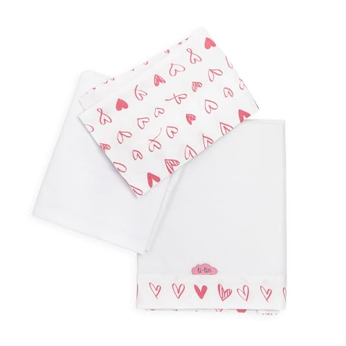 TI TIN Parure de Lit Bébé 70x140 cm 100% Coton - Lot de 3 Pièces avec Drap Plat, Drap-Housse Élastiqué et Taie d’Oreiller pour Lit Bébé Évolutif -...