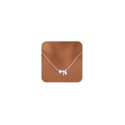 Jikasi Heart Initial Necklaces for Women 14K Gold Plated Dainty A-Z Letter Pendant Necklace Tiny Gifts for Womens Jewelry