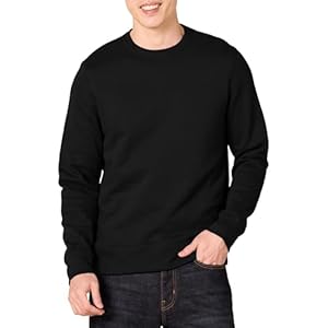 Amazon Essentials Sweat-shirt à col rond en polaire (grandes tailles disponibles) Homme, Noir, M