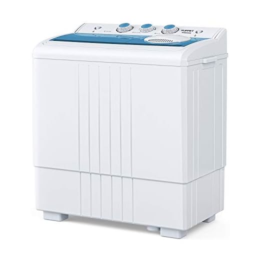 KUPPET Compact Twin Tub Portable Mini Washing Machine 21lbs Capacity, Washer(14.4lbs)&Spiner(6.6lbs)/Built-in Drain Pump/Semi-Automatic, White&Blue