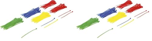 BGS Diy 80875 - Assortiment de colliers plastique - multicolore - 2,4 x 100 mm - 200 pièces (Lot de 2)