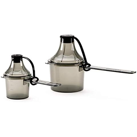 The Scoopie Supplement Container, To-Go Scoop, and Funnel System for Pre and Post Workout Powders, BPA Free Spill Proof Dispenser for Travel Use, 2 Pack (BLACK, 25 cc 25 mL 80 cc 80 mL) Cover