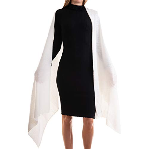 Stola Gemischte Kaschmir Damen Made In Italy Merinowolle Kaschmir Schwarz Beige Weiß Grau Schal Herren Warm Schal Einheitsgröße Umhang Pashmina Schulterbezug, Weiß, Einheitsgröße Cover