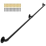 OUSHENG Stair Railing Indoor Hand Rails for Outdoor Steps, Industrial Pipe Handrail Metal Iron Handle Support for Wall Mount Staircase Porch, Vintage Farmhouse Style, 6ft
