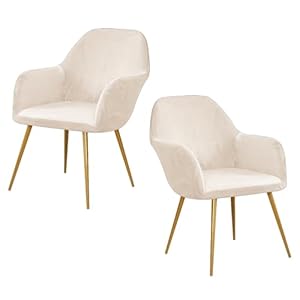 Stretch Velvet Beige Dining Chair Covers Set 2 Curved Back Chair Slipcover Armchair Cover Furniture Protector Living Room Decor (Beige, Set 2)