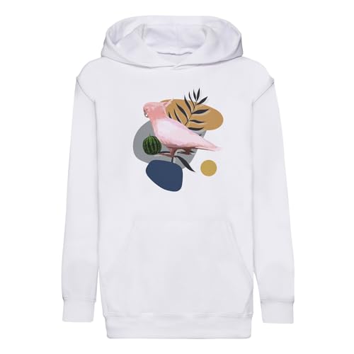Sweat à capuche enfant cacatoès en coton premium pour look jungle exotique