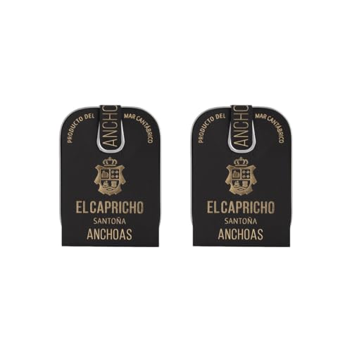 EL CAPRICHO, Filetes de Anchoa de Santoña Hansa XL en Aceite de Girasol Alto Oleico, 14–16 Filetes, Peso: 115 g Neto, 58 g Escurrido (Pack de 2)