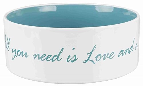 Trixie Pet's Home Futternapf aus Keramik, 0,3 l, Durchmesser 12 cm, cremefarben und hellblau