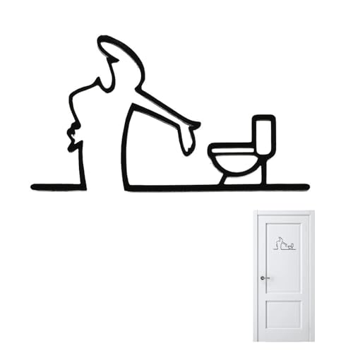 ARYIMYDP Stickers WC Humoristiques 15.8x8.2 cm - Signalétique Toilettes Autoadhésive pour Intérieur/Extérieur, Plaque de Propreté avec Décoration Salle...