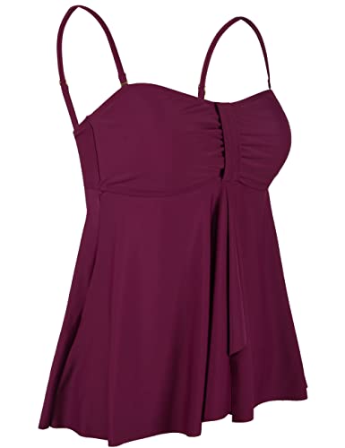 Image of Hilor Women's Flyaway Tankini Top Bandeau Swimsuit Flowy Bathing Suit Tummy Control Swimwear
