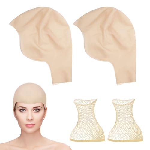 TUONYIS - Boné careca de látexm, 4 peças com gorro careca de látexm, gorro de perucas careca para maquilhagem, para Halloween, fantasias, Cor de pele., Tamanho único