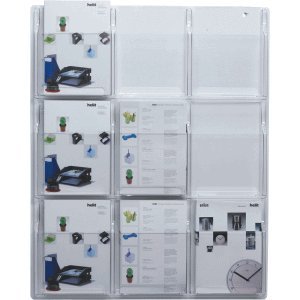 Helit Prospekt-Wanddisplay A4 hoch 9 Fächer transparent aus PETG