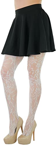Image of ToBeInStyle Women's Elegant Floral Lace Inspired Spandex Net Full Length Tights