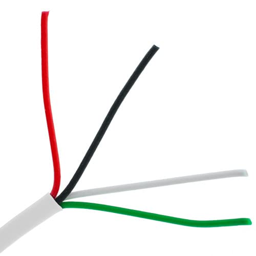 Cable Central LLC Security/Alarm Wire, White, 22/4 (22AWG 4 Conductor), Stranded, CMR/Inwall Rated, Pullbox, 1000 Feet