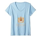 Femme Emblème doré du Royaume du Maroc avec drapeau du Maroc T-Shirt avec Col en V...