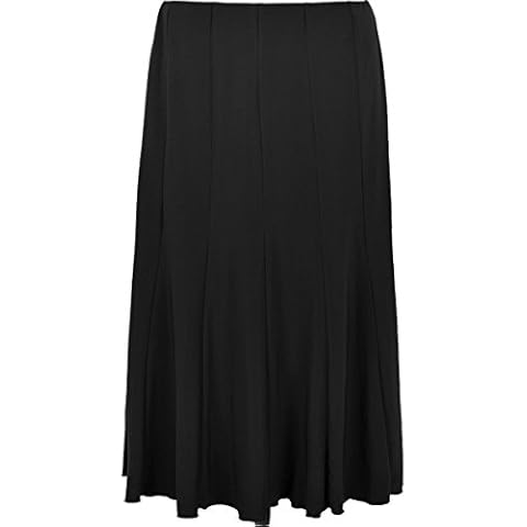 Women's 32 INCHES Long Skirt with Inside Lining Panel Jersey Fabric Skirts (Large, Black) Cover