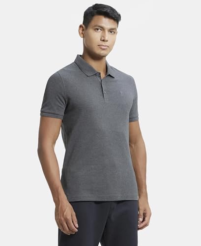 Image of Jockey 3912 Men Super Combed Cotton Rich Solid Half Sleeve Polo T-Shirt