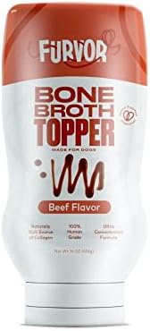 Furvor Beef Bone Broth for Dogs - Collagen Protein Supplement for Digestion, Mobility, Coat, Immune System, Healthy Dog Food Flavor Enhancer Topper, Meal Boost Gravy, Grain Free, Made in USA 16 oz
