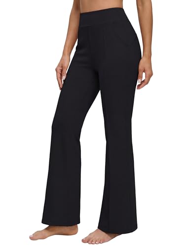 BMJL Womens Yoga Pants High Waisted Flared Black Work Business Casual Dress Pants(M，Black)