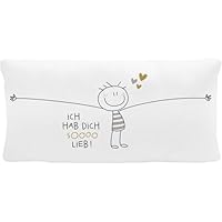 H:PPY Life Plüschkissen mit Motiv Hab Dich so lieb | Zierkissen, 40 cm x 20, cm, 100% Polyester | Geschenk, Freunde, Dekoartikel | 74491